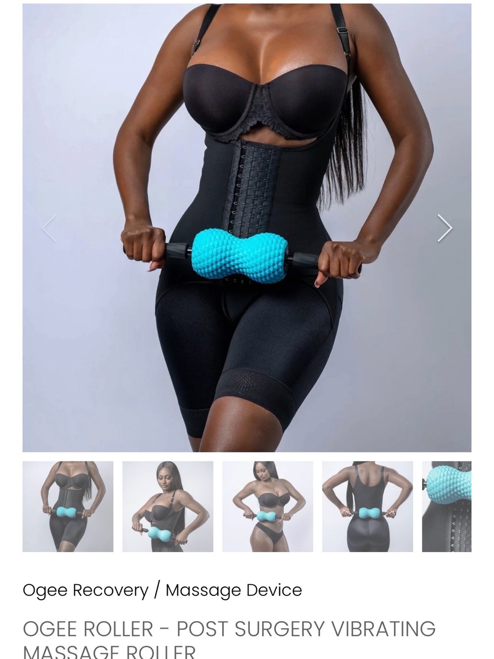 Post-Surgery High-Waist Black Shapewear Shorts with Front Hook Waist Cincher